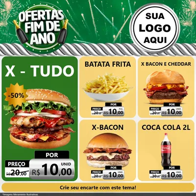 Modelo de Rede Social para Feed Facebook com o tema Ofertas Fim de Ano para Hamburgueria