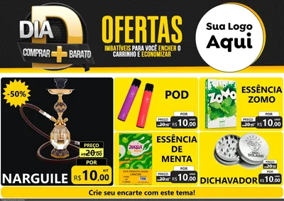Modelo de Encarte para Encarte A4 Horizontal com o tema Dia D Mais Economia para Tabacaria