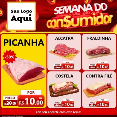 Modelo de Rede Social para Feed Facebook com o tema Semana do Consumidor para Açougue