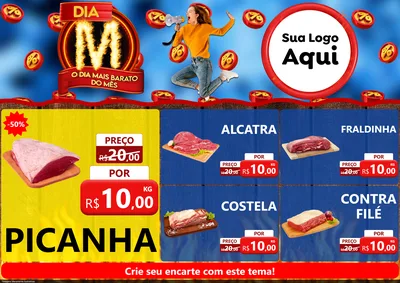 Modelo de Encarte para Encarte A4 Horizontal com o tema Dia M - O Dia Mais Barato Do Mês para Açougue