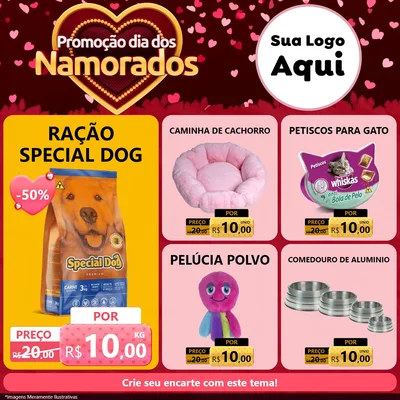 Modelo de Rede Social para Feed Facebook com o tema Promoção Dia Dos Namorados para Pet Shop