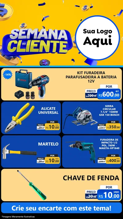 Modelo de TV para TV Vertical com o tema Semana do Cliente para Maquinas e Ferramentas
