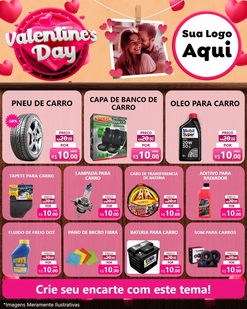 Modelo de Rede Social para Feed Instagram com o tema Valentine's Day para Auto peças