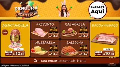 Modelo de TV para TV Horizontal com o tema Cenoura Encantada - Páscoa para Frios e Laticínios