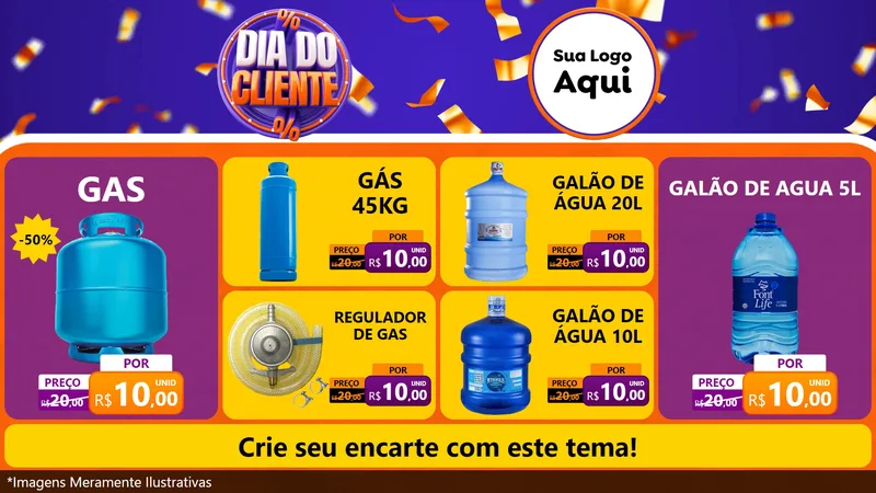 Modelo de TV para TV Horizontal com o tema Dia do Cliente para Água e gás