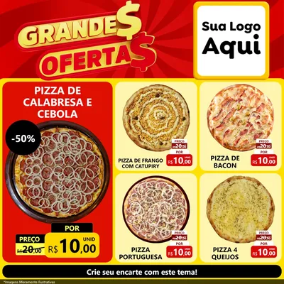 Modelo de Rede Social para Feed Facebook com o tema Grandes Ofertas para Pizzaria