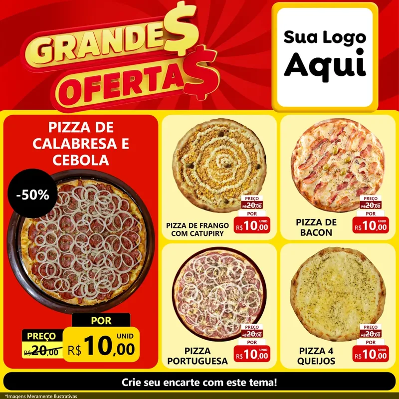 Modelo de Rede Social para Feed Facebook com o tema Grandes Ofertas para Pizzaria