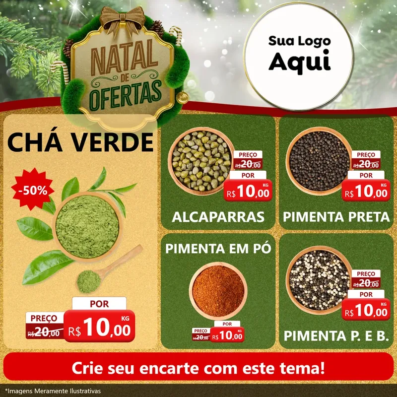 Modelo de Rede Social para Feed Facebook com o tema Ofertas de Natal para Produtos Naturais