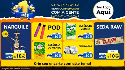 Modelo de TV para TV Horizontal com o tema Um Mês de Aniversário para Tabacaria