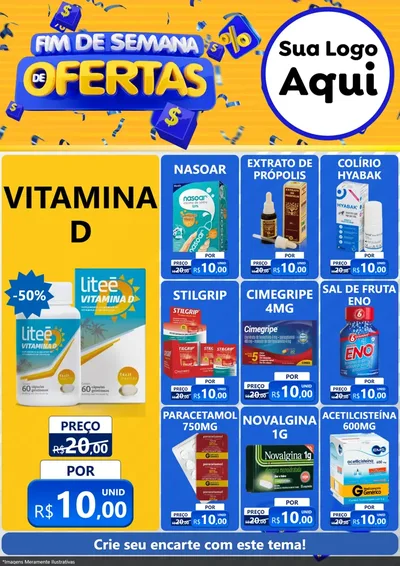 Modelo de Encarte para Encarte A4 Vertical com o tema Fim de Semana de Ofertas para Farmácia