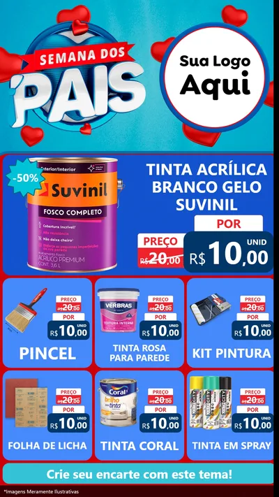 Modelo de Rede Social para Stories com o tema Semana Dos Pais para Tintas e Ferramentas