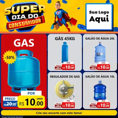 Modelo de Rede Social para Feed Facebook com o tema Super Dia do Consumidor para Água e gás