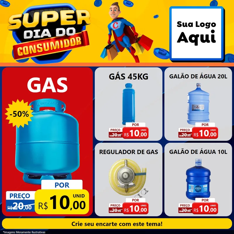 Modelo de Rede Social para Feed Facebook com o tema Super Dia do Consumidor para Água e gás