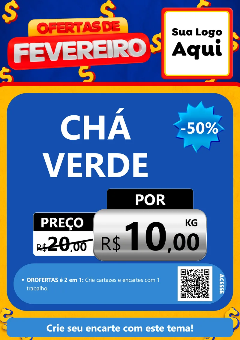Modelo de Cartaz para Cartaz A4 Vertical com o tema Ofertas de Fevereiro para Produtos Naturais
