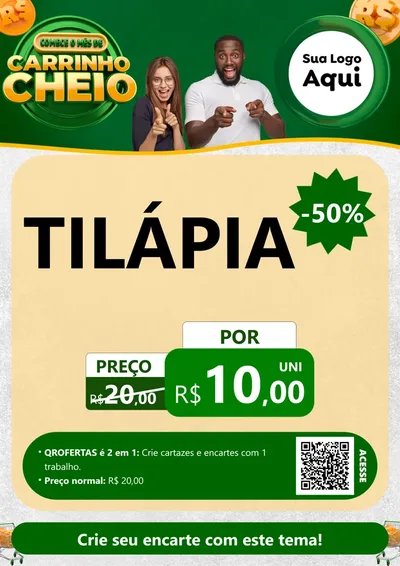 Modelo de Cartaz para Cartaz A4 Vertical com o tema Carrinho Cheio para Peixaria