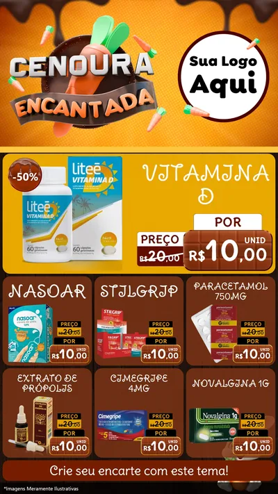 Modelo de Rede Social para Stories com o tema Cenoura Encantada - Páscoa para Farmácia