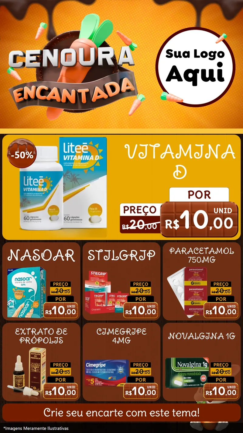 Modelo de Rede Social para Stories com o tema Cenoura Encantada - Páscoa para Farmácia