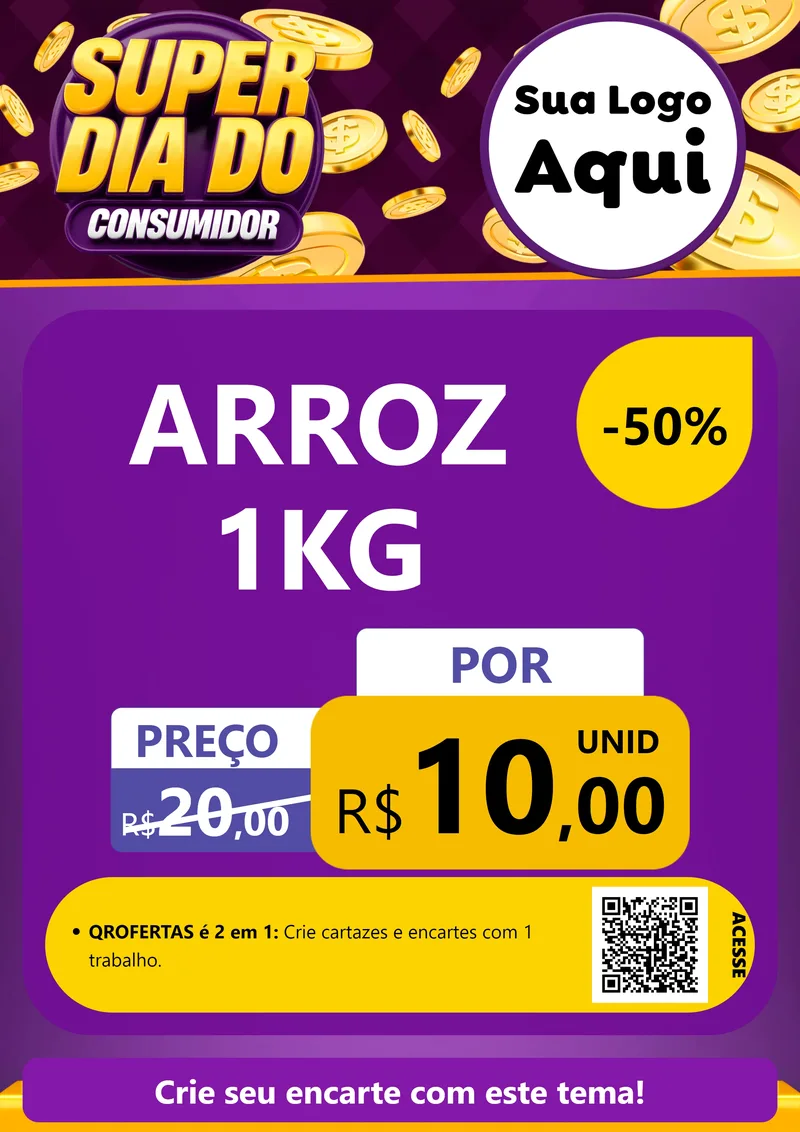 Modelo de Cartaz para Cartaz A4 Vertical com o tema Super Dia do Consumidor para Supermercado