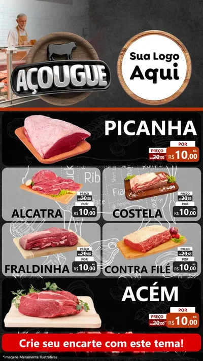 Modelo de TV para TV Vertical com o tema Açougue para Açougue