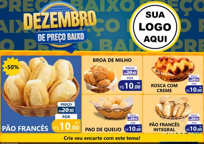 Modelo de Encarte para Encarte A4 Horizontal com o tema Dezembro de Preço Baixo para Padaria