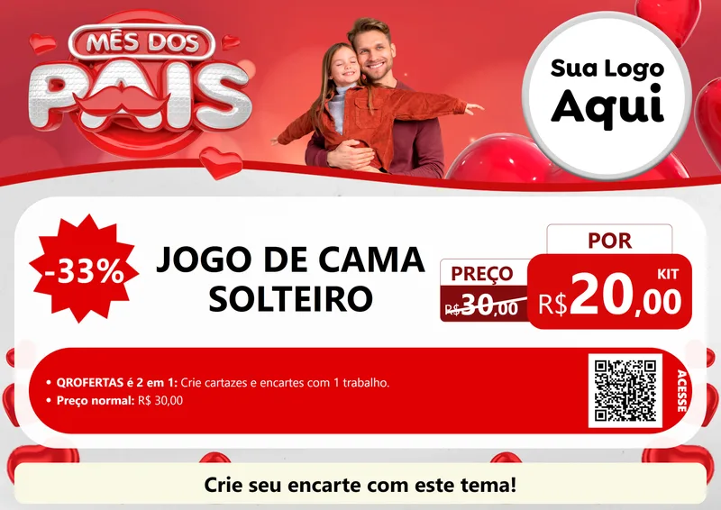 Modelo de Cartaz para Cartaz A4 Horizontal com o tema Mês dos Pais para Cama, Mesa e Banho