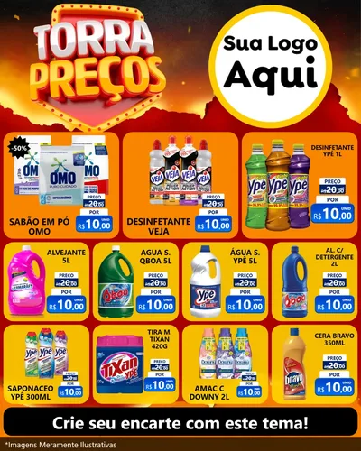 Modelo de Rede Social para Feed Instagram com o tema Torra Preços para Produtos de Limpeza
