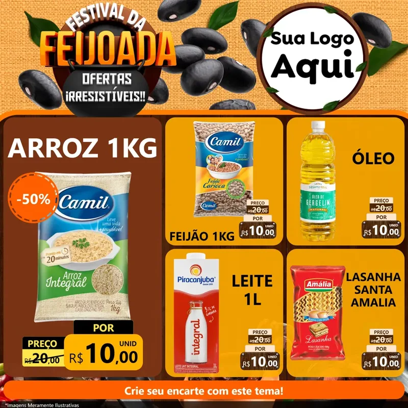 Modelo de Rede Social para Feed Facebook com o tema Festival da Feijoada para Supermercado