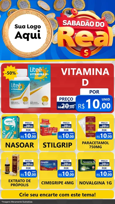 Modelo de Rede Social para Stories com o tema Sabadão do Real para Farmácia