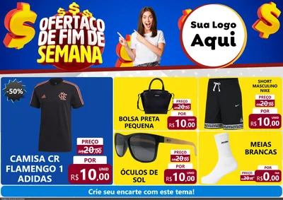 Modelo de Encarte para Encarte A4 Horizontal com o tema Ofertaço de Fim de Semana para Roupas e acessórios