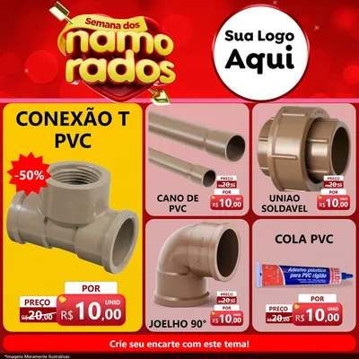 Modelo de Rede Social para Feed Facebook com o tema Semana dos namorados para Tubos e conexões
