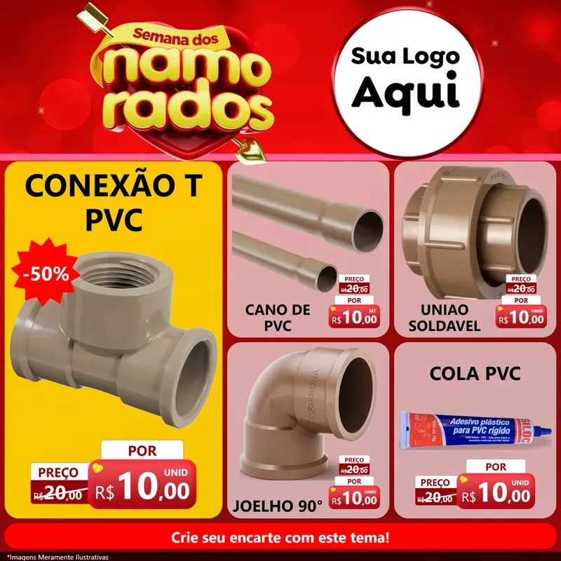Modelo de Rede Social para Feed Facebook com o tema Semana dos namorados para Tubos e conexões