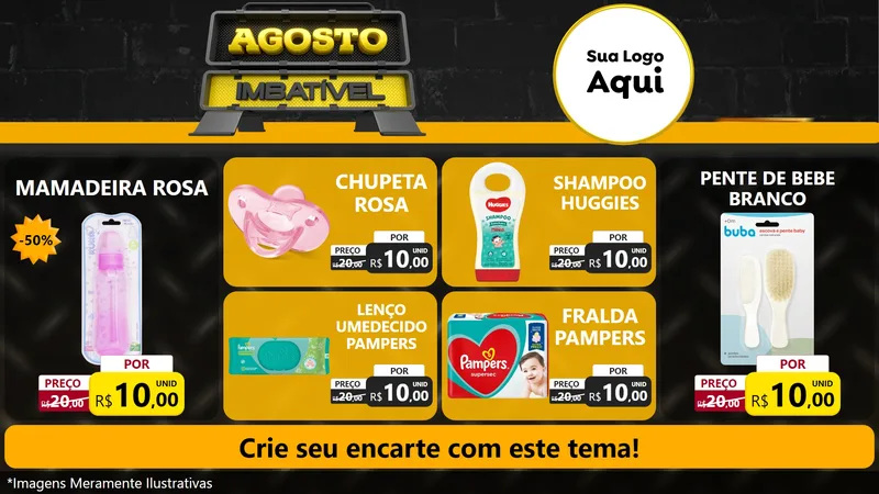 Modelo de TV para TV Horizontal com o tema Agosto Imbatível para Bebês