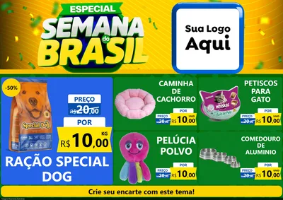 Modelo de Encarte para Encarte A4 Horizontal com o tema Especial Semana do Brasil para Pet Shop