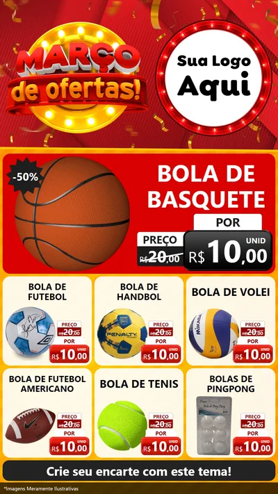 Modelo de Rede Social para Stories com o tema Março de Ofertas! para Artigos Esportivos
