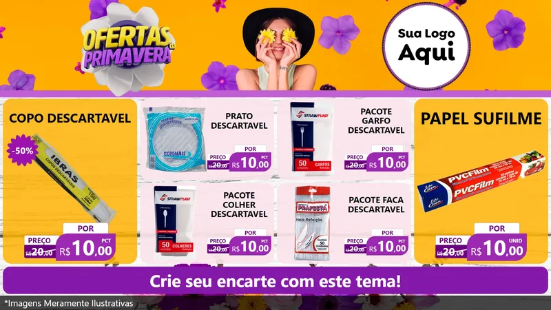Modelo de TV para TV Horizontal com o tema Ofertas Da Primavera para Embalagens