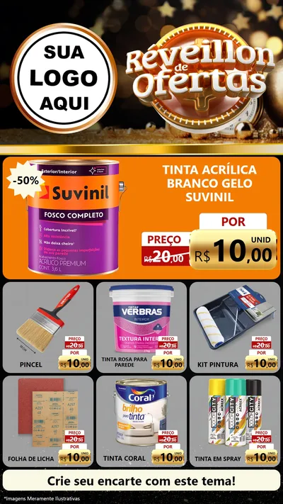 Modelo de Rede Social para Stories com o tema Réveillon de Ofertas para Tintas e Ferramentas