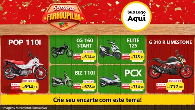 Modelo de TV para TV Horizontal com o tema Semana Farroupilha para Concessionaria de Motos