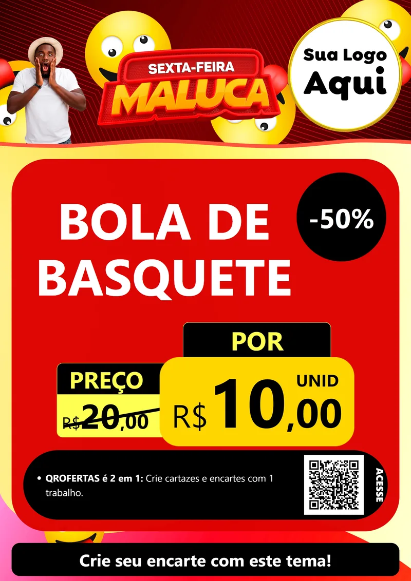 Modelo de Cartaz para Cartaz A4 Vertical com o tema Sexta-feira Maluca para Artigos Esportivos