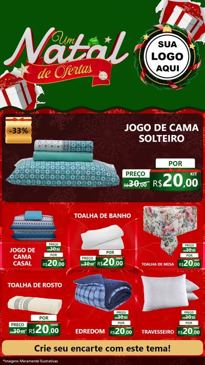 Modelo de Rede Social para Stories com o tema Um Natal de Ofertas para Cama, Mesa e Banho