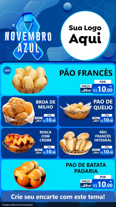 Modelo de TV para TV Vertical com o tema Novembro Azul para Padaria