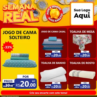 Modelo de Rede Social para Feed Facebook com o tema Semana do Real para Cama, Mesa e Banho