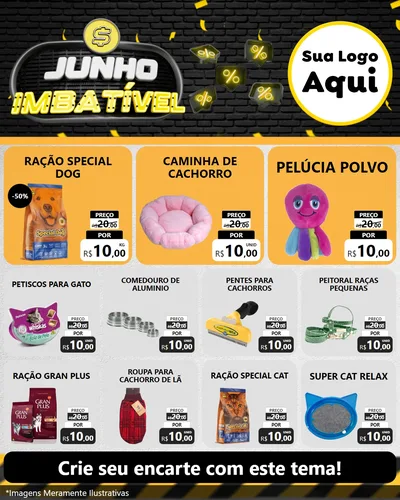 Modelo de Rede Social para Feed Instagram com o tema Junho Imbatível para Pet Shop
