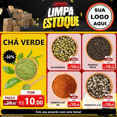 Modelo de Rede Social para Feed Facebook com o tema Operação Limpa Estoque para Produtos Naturais