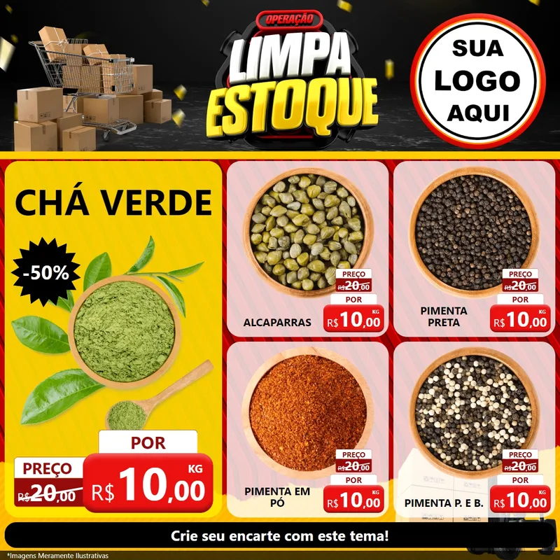 Modelo de Rede Social para Feed Facebook com o tema Operação Limpa Estoque para Produtos Naturais