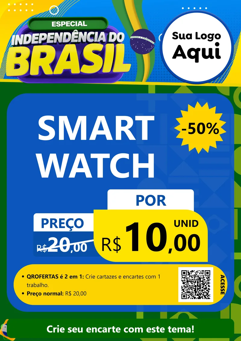 Modelo de Cartaz para Cartaz A4 Vertical com o tema Especial Independência do Brasil para Informática