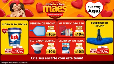 Modelo de TV para TV Horizontal com o tema Dia das Mães com Promoção para Produtos para Piscina