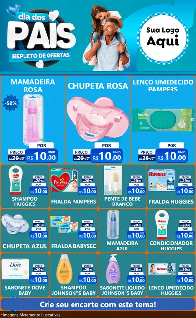 Modelo de Encarte para Encarte Grande com o tema Dia Dos Pais Repleto de Ofertas para Bebês