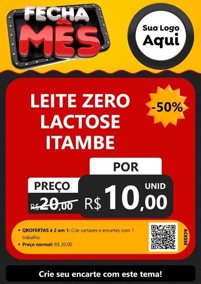 Modelo de Cartaz para Cartaz A4 Vertical com o tema Fecha Mês para Frios e Laticínios
