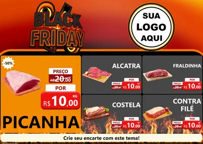 Modelo de Encarte para Encarte A4 Horizontal com o tema Black Friday para Açougue