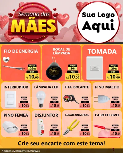 Modelo de Rede Social para Feed Instagram com o tema Semana das Mães para Materiais Elétricos